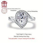 Sterling Silver Moissanite Teardrop Ring 7x10mm 2.5CT Engagement Wedding Jewelry for Women