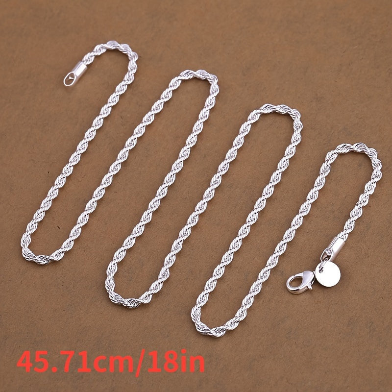 Унисекс серебряное покрытие цепочка с плетёным канатом украшение для повседневной носки и вечеринок