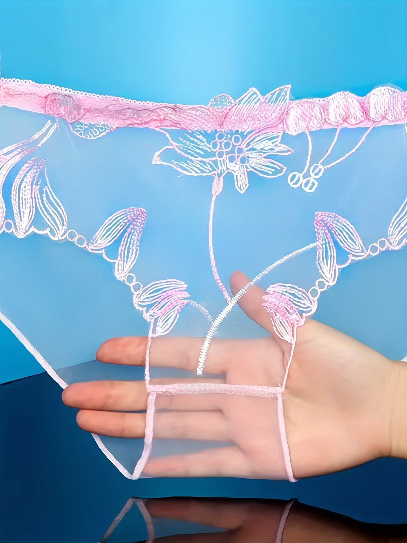 Women's Floral Embroidery Mesh Panties Sexy Lingerie Underwear