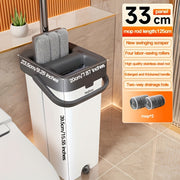 Flat Floor Mop and Bucket Set with Self-Cleaning System for Home and Office