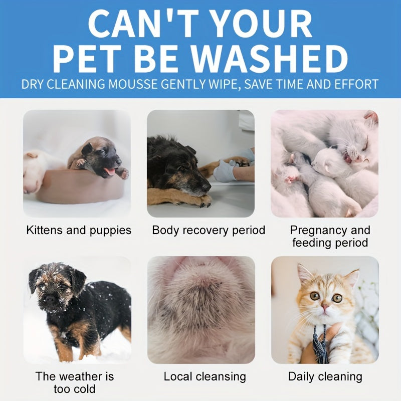 2oz Pet Dry Shampoo Waterless Cat Dog No Rinse Easy Cleaning