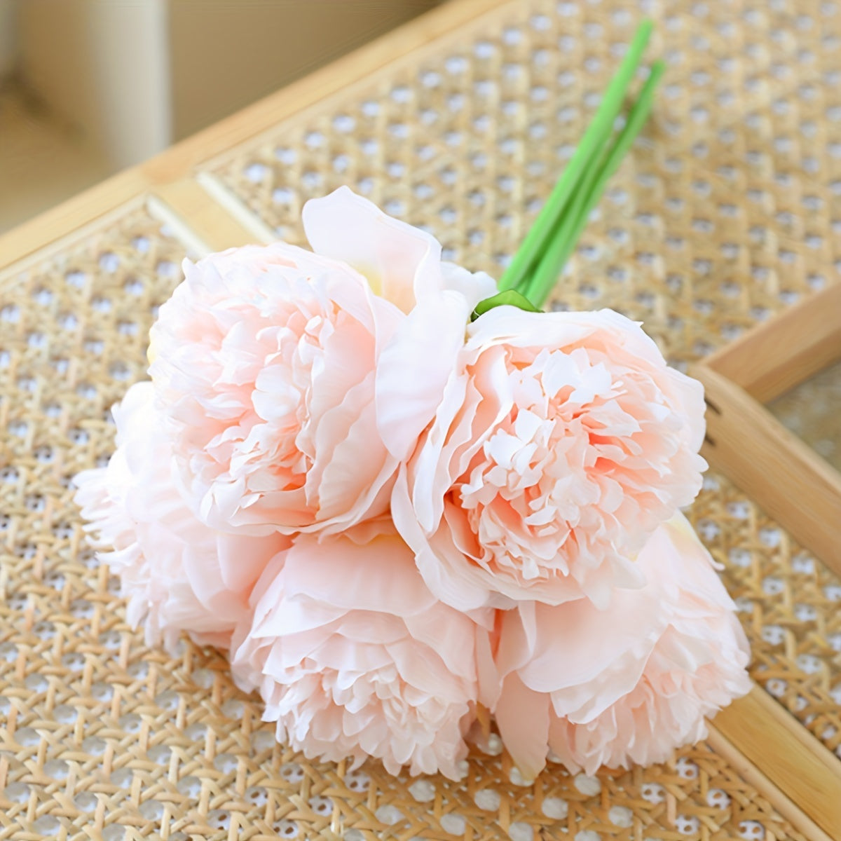 Artificial White Peonies with Wire Stems 32cm for Weddings Home Decor Holidays