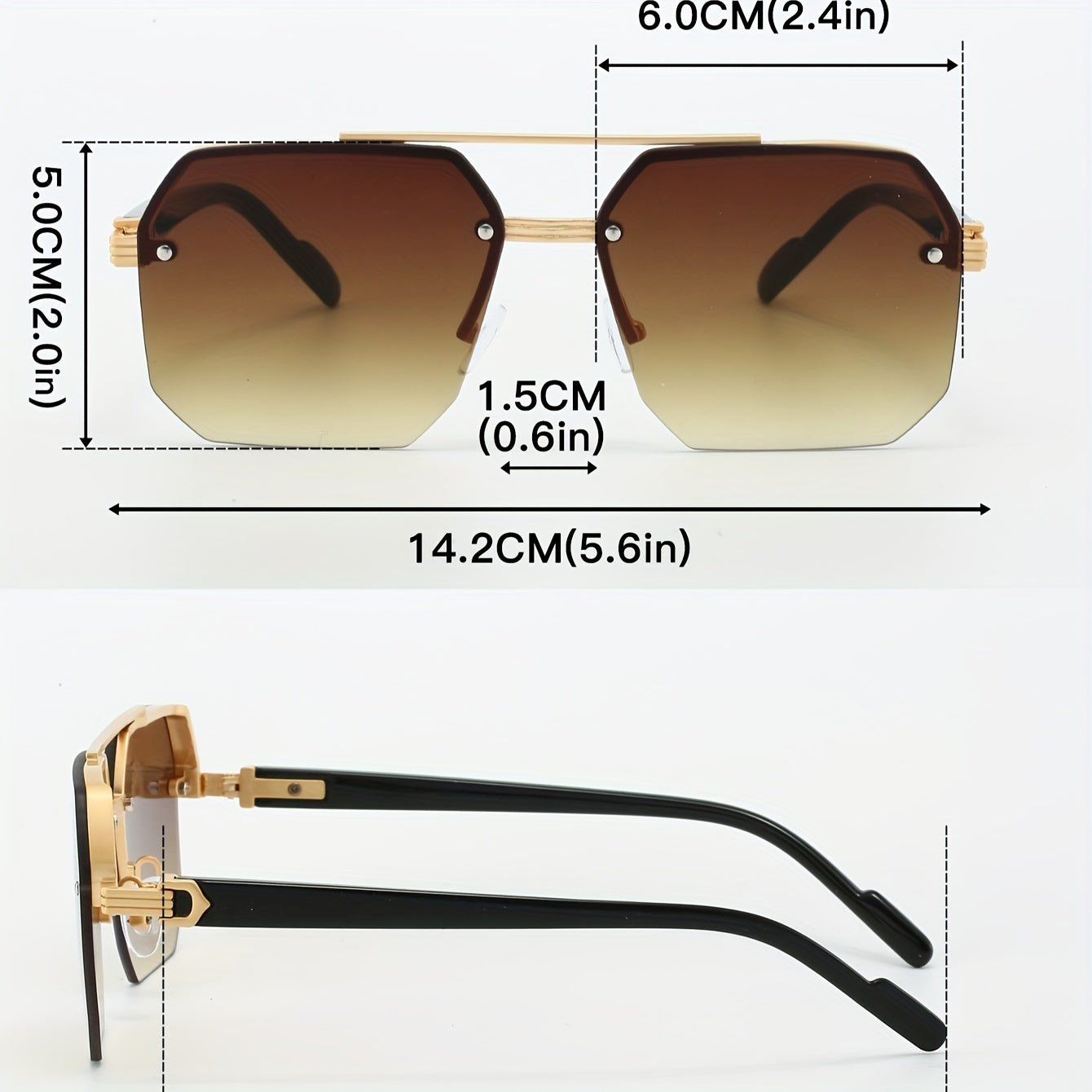Men's Square Frame Fashion Glasses with Double Bridge Anti-Reflective Metal and Acetate