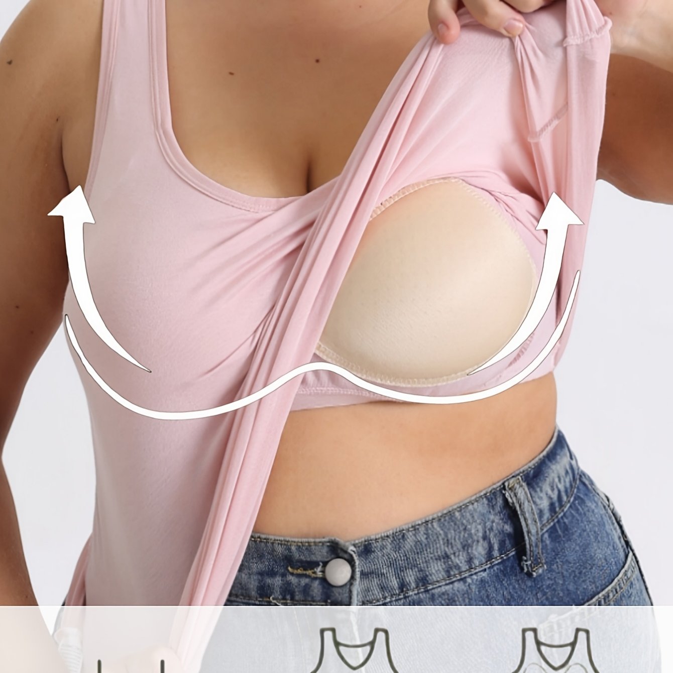 Plus Size Women's Wide Strap Tank Top with Built-In Bra Loungewear