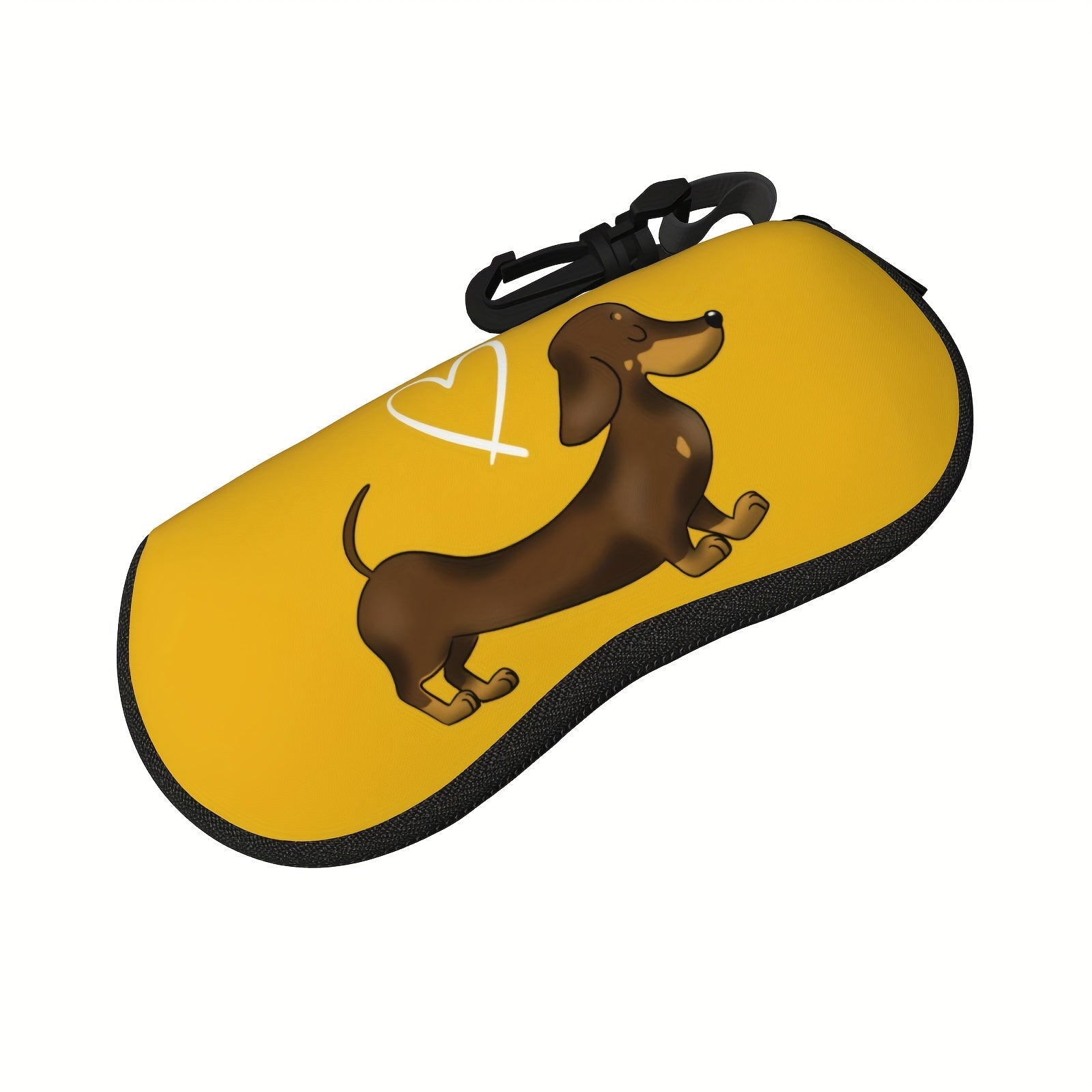 Neoprene Glasses Case with Dachshund Print Portable Eyewear Holder for Travel and Sports