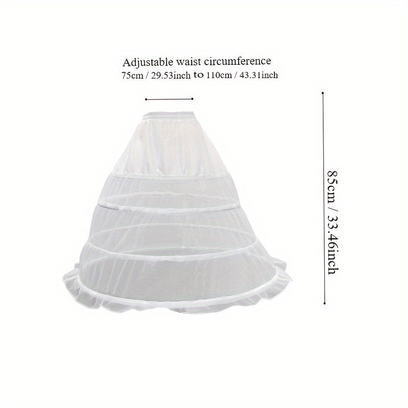 Three Rings Petticoat with Adjustable Waist and Dress Bustle for Wedding Gowns
