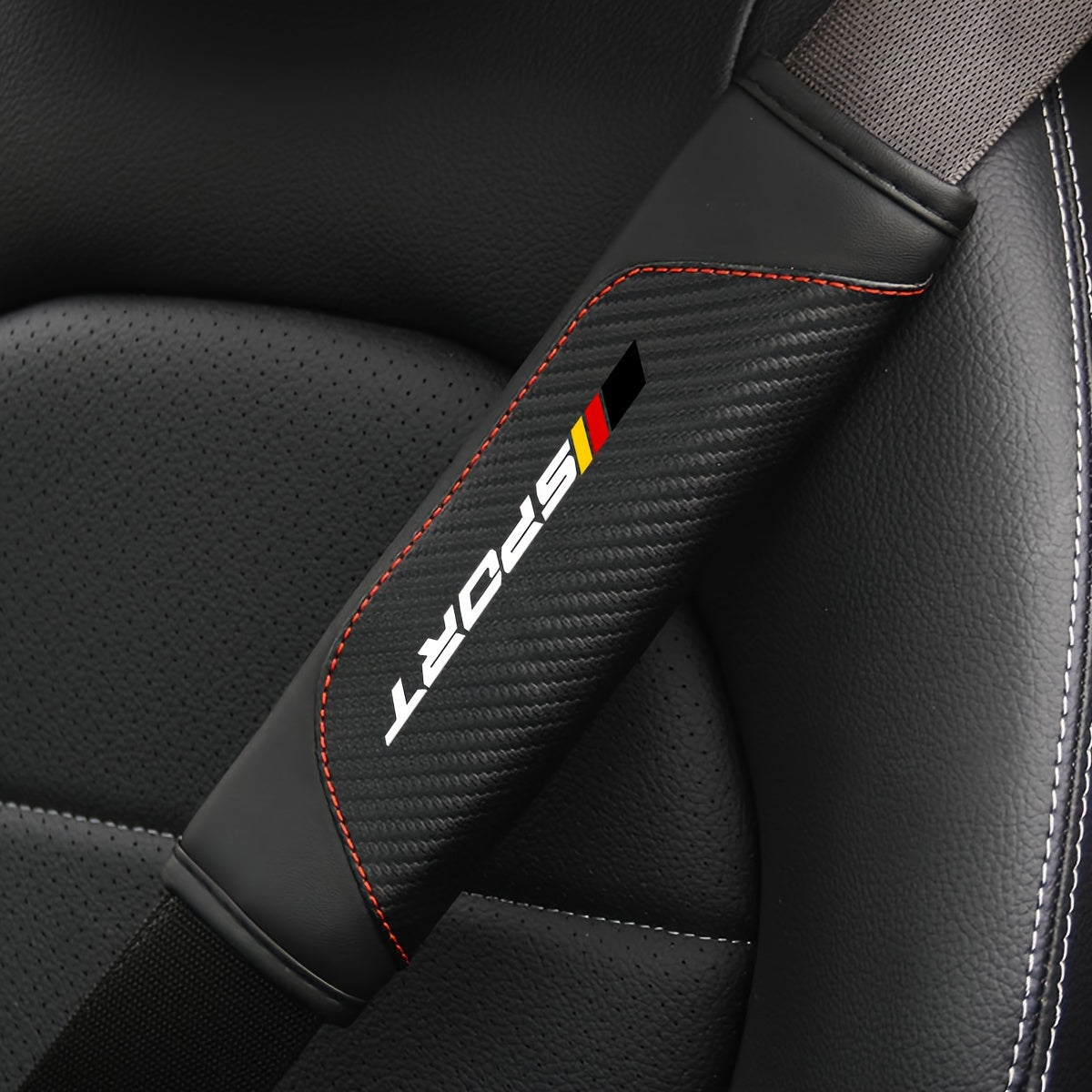 2-Pack Carbon Fiber Seat Belt Pad Covers Universal Leather Shoulder Cushions