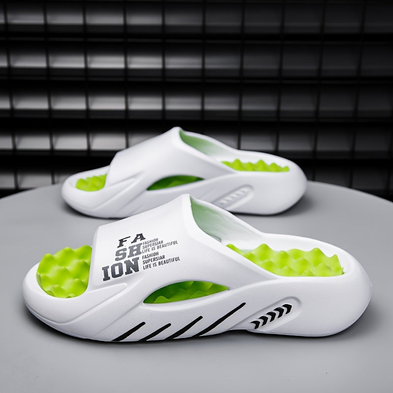 EVA Slides with Faith Print Thick Cushioned Sole Non-Slip Breathable Open-Toe for Beach Party Sports Sizes 5-9