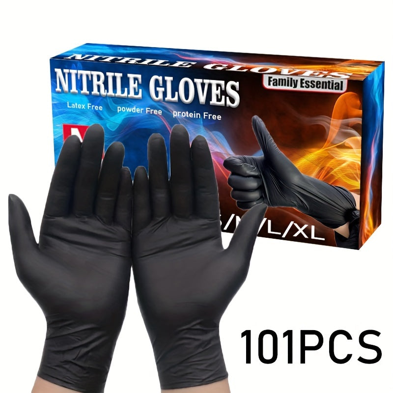 Black Disposable Gloves 101 Pieces, Powder-Free, Food Handling and Cleaning