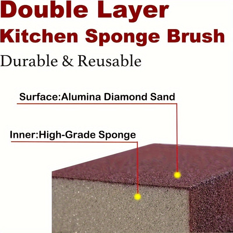 Diamond Sand Sponge Scrubber for Stainless Steel Pots and Pans, Durable and Easy to Use