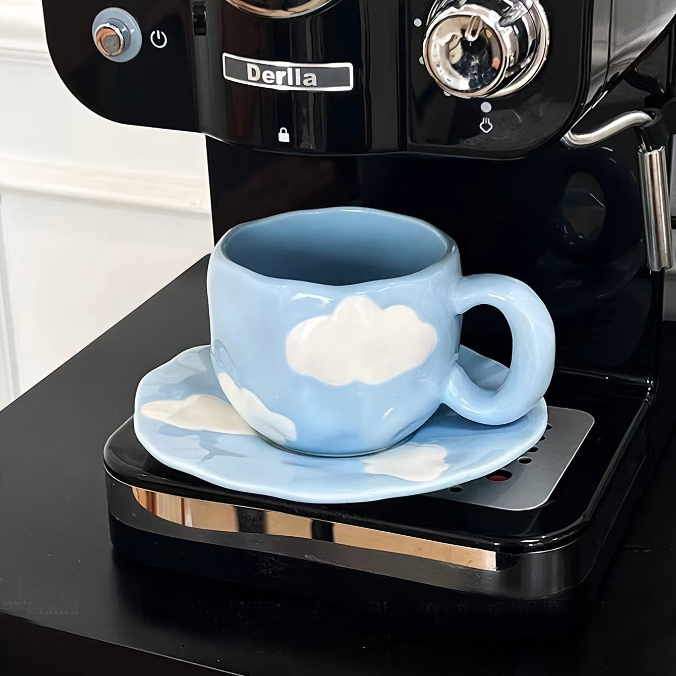 Ceramic Cloud-Shaped Coffee Mug with Saucer Reusable Handwash Office Gift