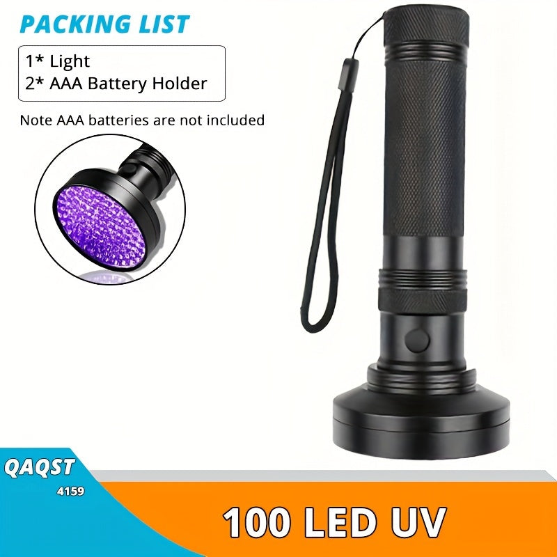 UV Blacklight Flashlight UV395nm Ultraviolet LED with Metal Body, Battery Powered, 21/51/100 LEDs
