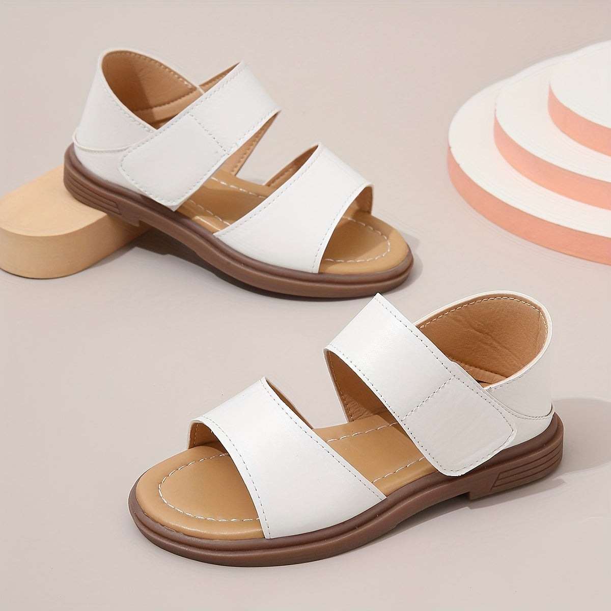 Girls Summer Sandals Open-Toe Braided Straps Flat Sole Casual Festival
