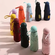 Women's Compact 5-Fold Umbrella Sun-Resistant Fabric 6-Rib Manual Open Plastic Handle