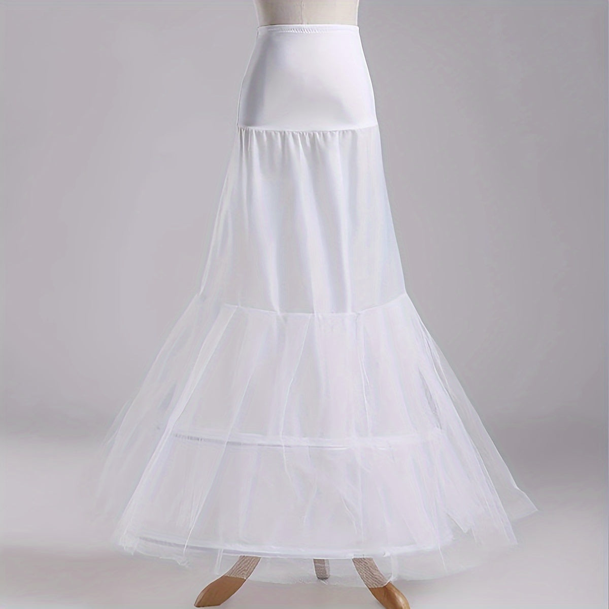 Bridal Wedding Dress Crinoline Petticoat with Steel Hoops and Mesh Fishtail
