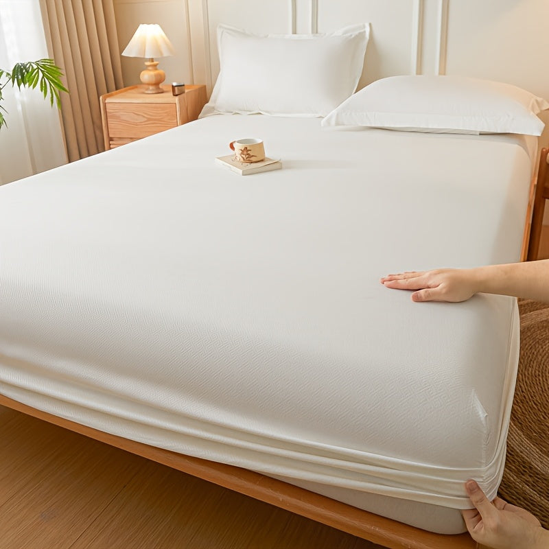 Light Blue Beige Full Wrap Fitted Sheet Non-Slip All-Season Bedding