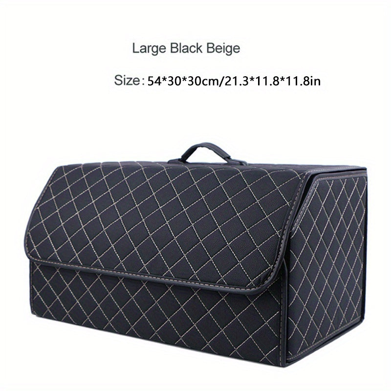 Organizador de maletero de coche plegable de cuero PU para almacenamiento de juguetes y comida