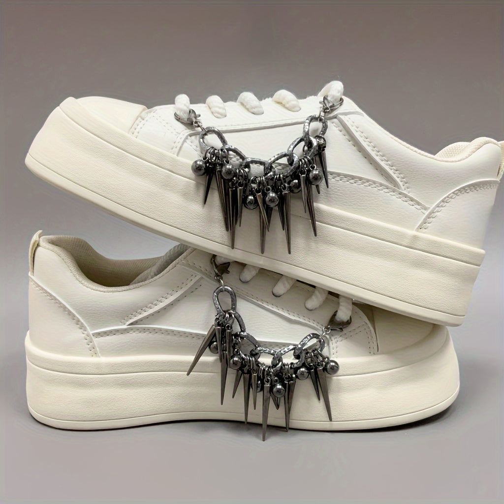 Unisex Aluminum Punk Style Metal Chain Spiked Shoe Decoration 2pcs