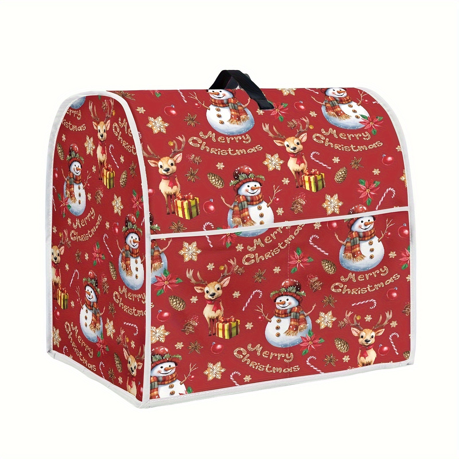 Christmas Snowman Print Stand Mixer Cover Dustproof Kitchen Accessory with Front Pocket