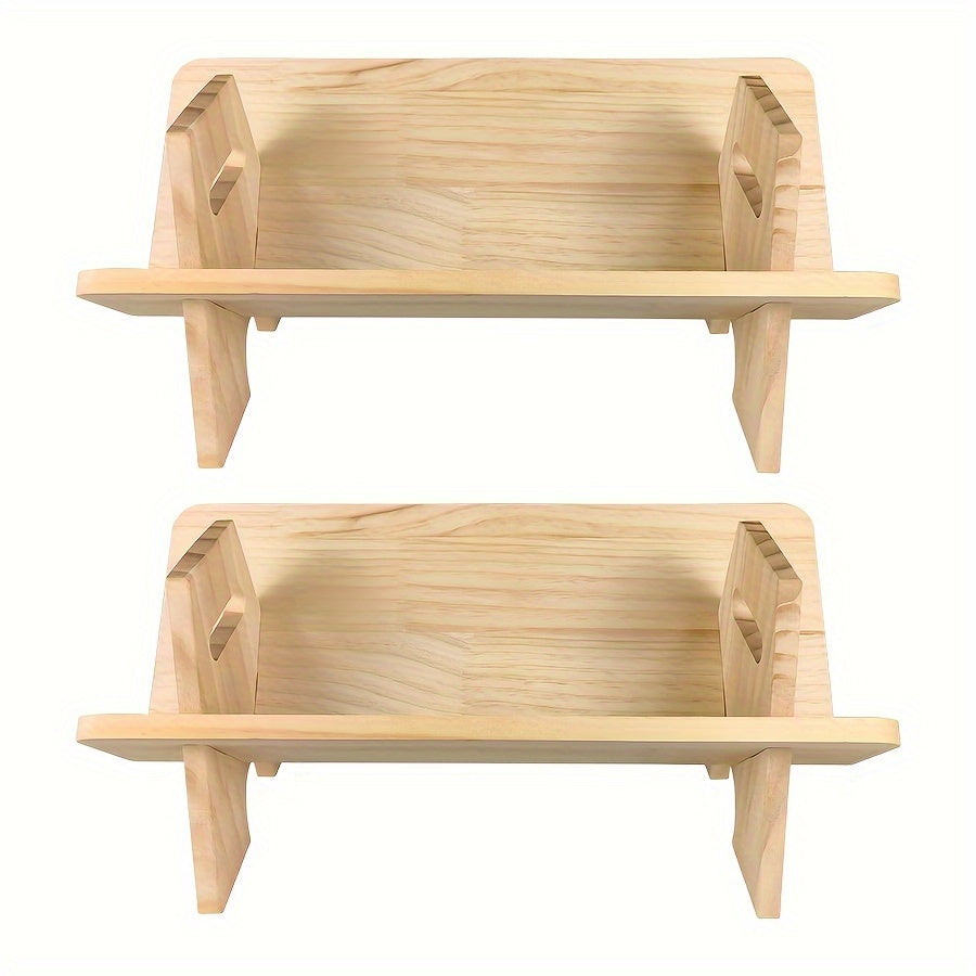 Qattiq Yog'och Stol Kitoblik, Ofis Kitob Turg'ichi, Yotoqxona O'qish Saqlash Rack - Asl Yog'och Rangi, Yarmi Paket