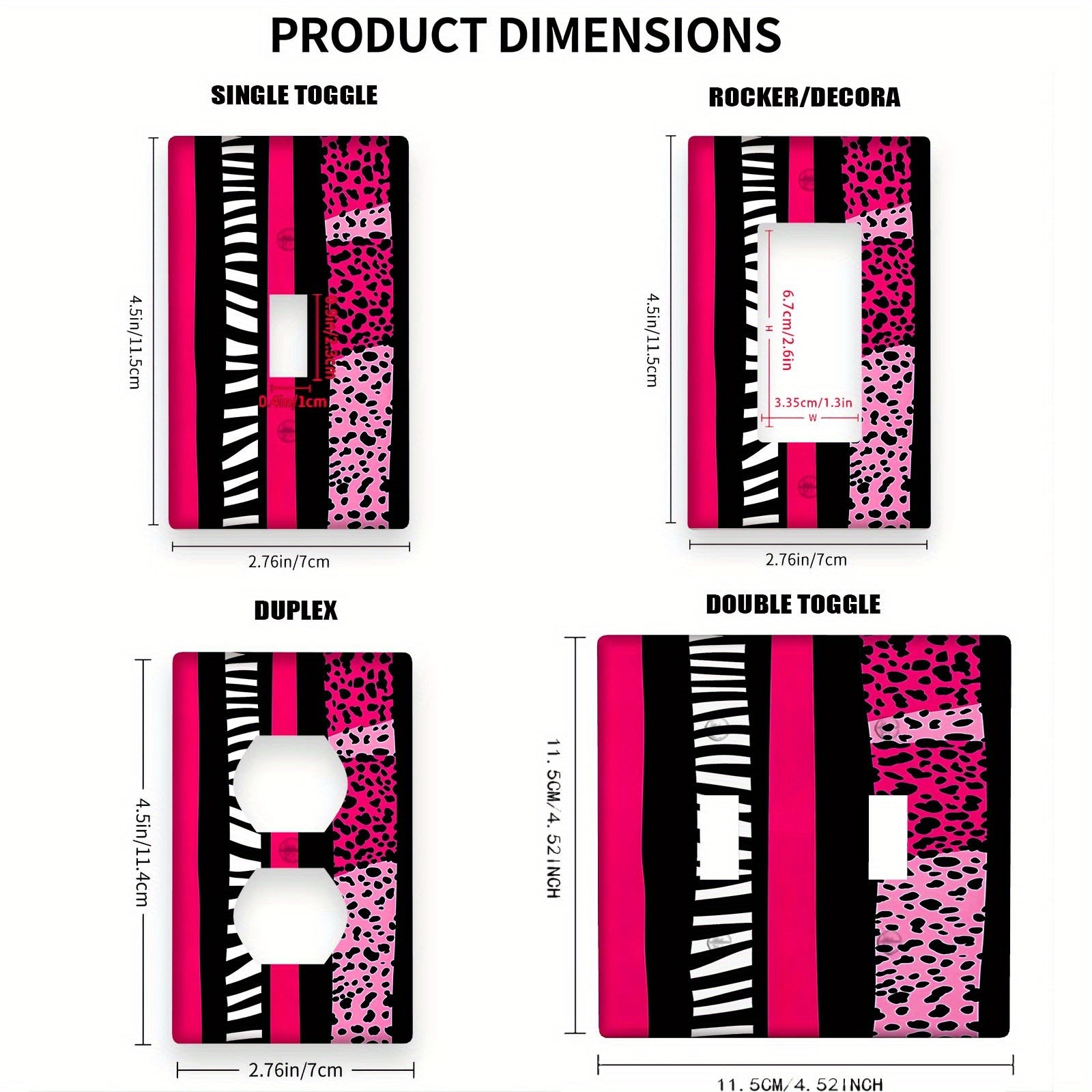 Pink Leopard and Zebra Wall Plate Cover Decorative Switch Cover for Home Lighting