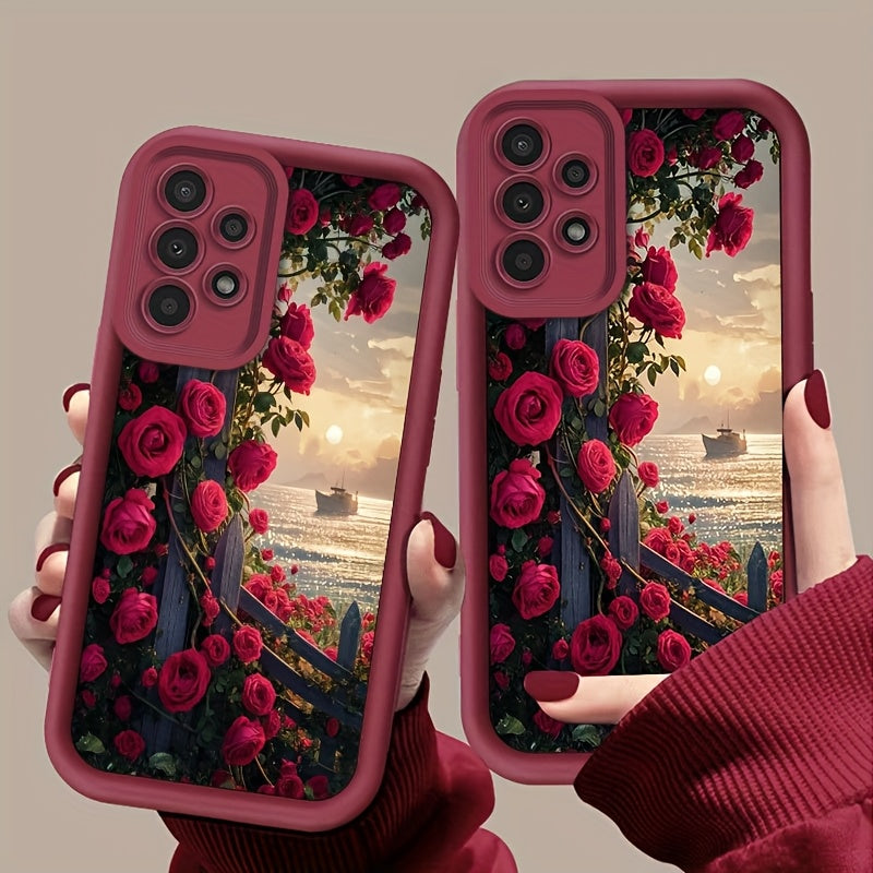 Fashionable Sail Rose TPU Phone Case for Samsung Galaxy Models Anti-Dust Durable