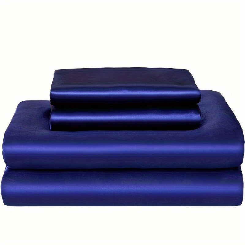 100% Polyester Satin to'plami, bitta varaq va ikkita yostiq qopqog'idan iborat (yadro yo'q). Teriga do'st, yumshoq va ipakdek matodan tayyorlangan, talabalar yotoqxonalari yoki kundalik uy to'shagi uchun mukammal. Yil davomida matrasni himoya qiladi va