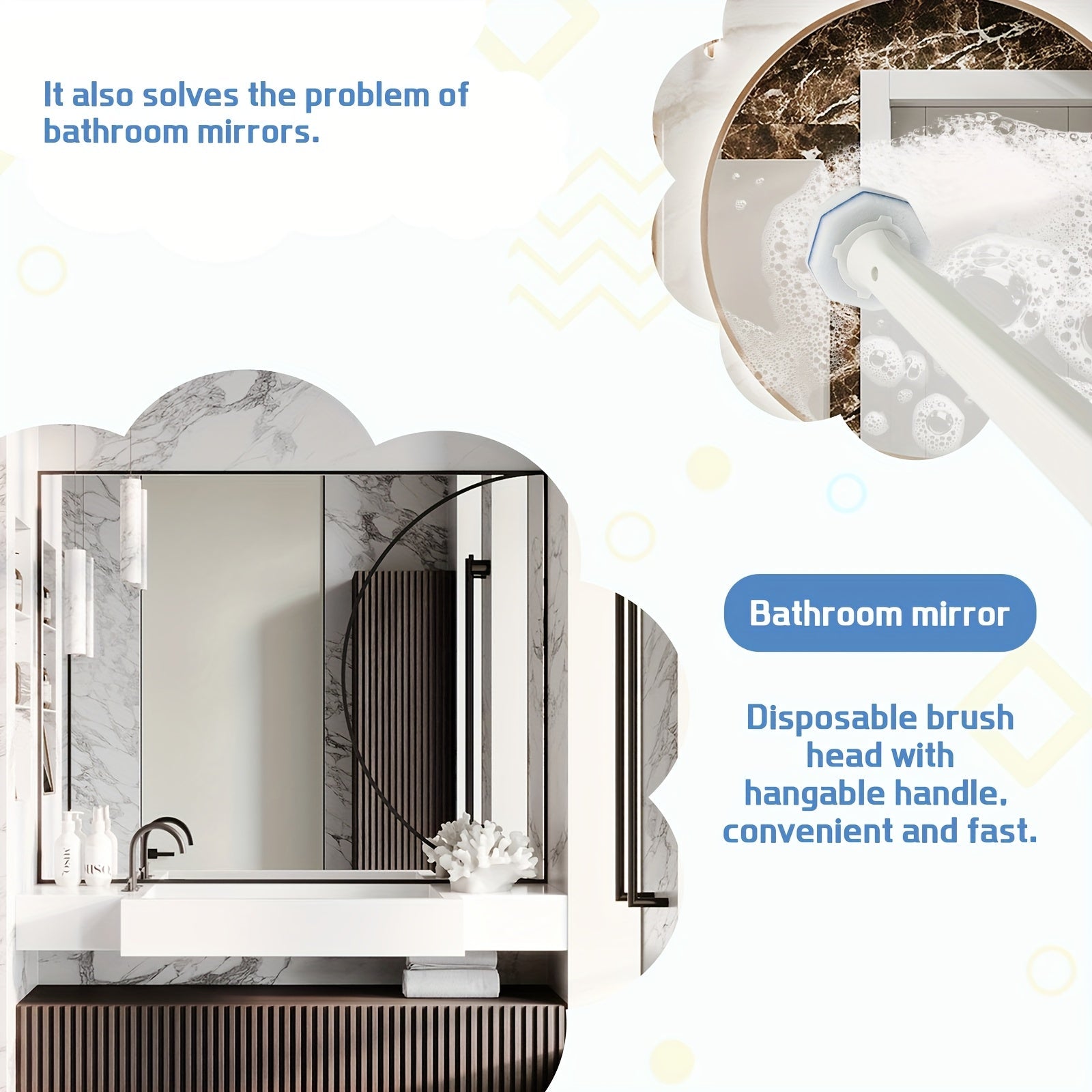 Polyurethane Toilet Brush Set with 64 Replacement Pads for Bathroom Cleaning