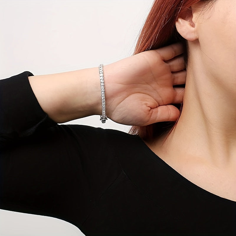 Women's Mozambique Stone Tennis Bracelet 10.5-14 Carat Lab-Created Simulated Diamond 18K White Gold Plated Sterling Silver