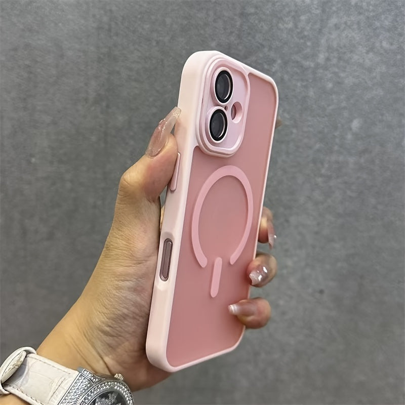 Semi-Transparent Frosted Magnetic Phone Case for iPhone 16 Series Shockproof Wireless Charging
