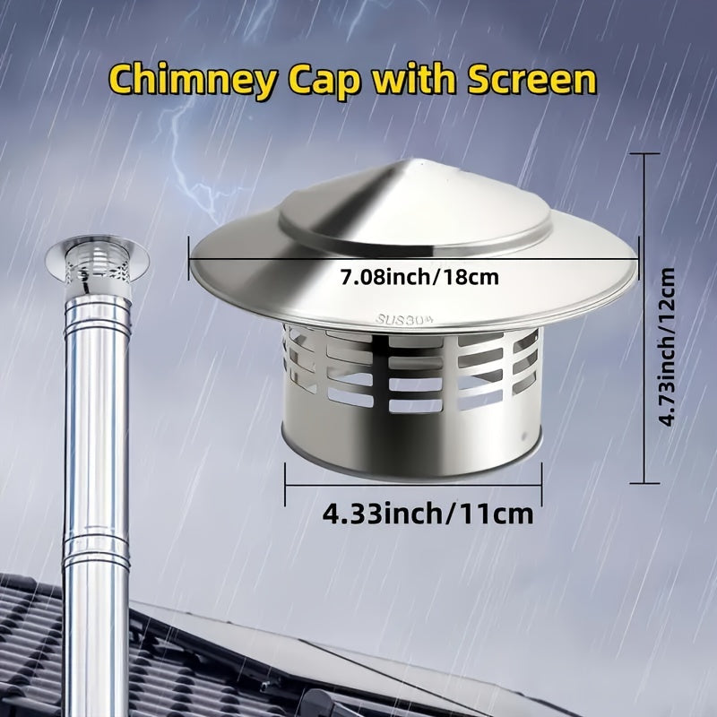 Stainless Steel Chimney Cap with Screen for Fireplace and Outdoor Stove Ventilation