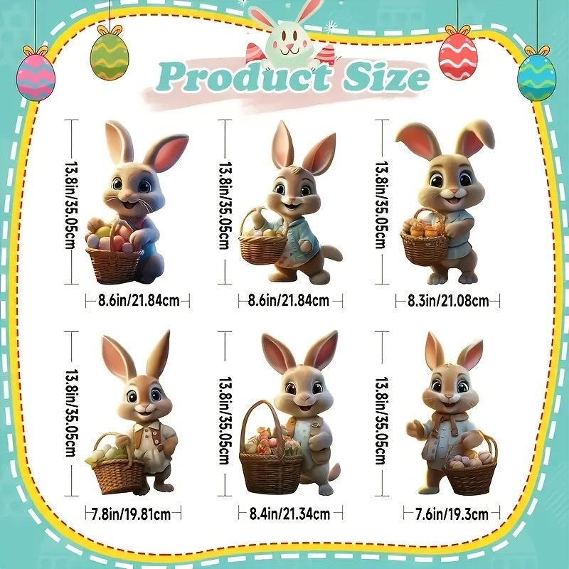 6-Pack Easter Bunny Yard Signs Plastic Rabbit Garden Stakes for Outdoor Decorations