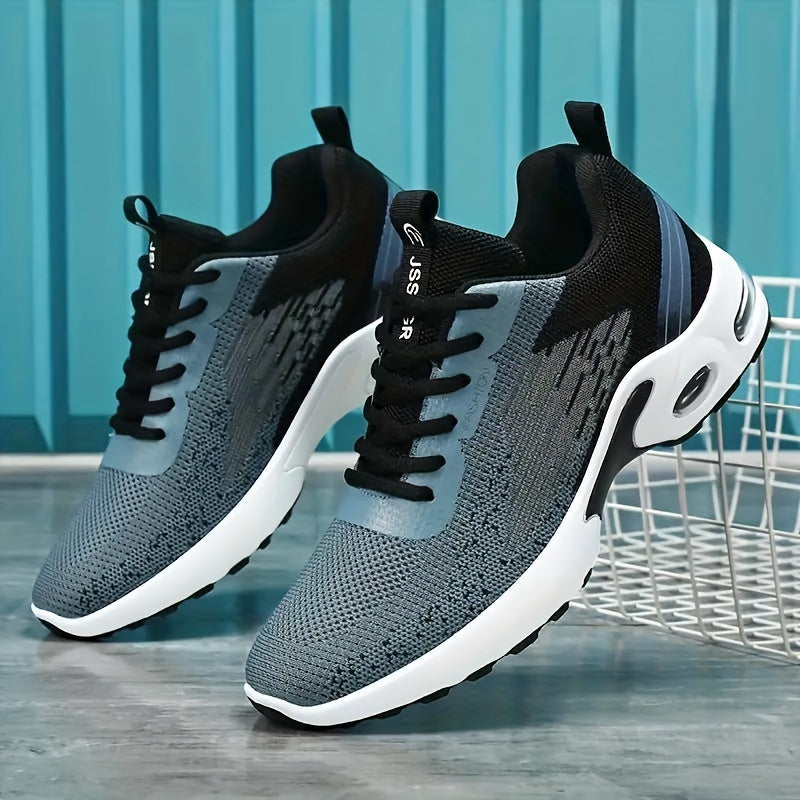 Men's Color-Blocked Breathable Lace-Up Running Shoes for Outdoor Activities