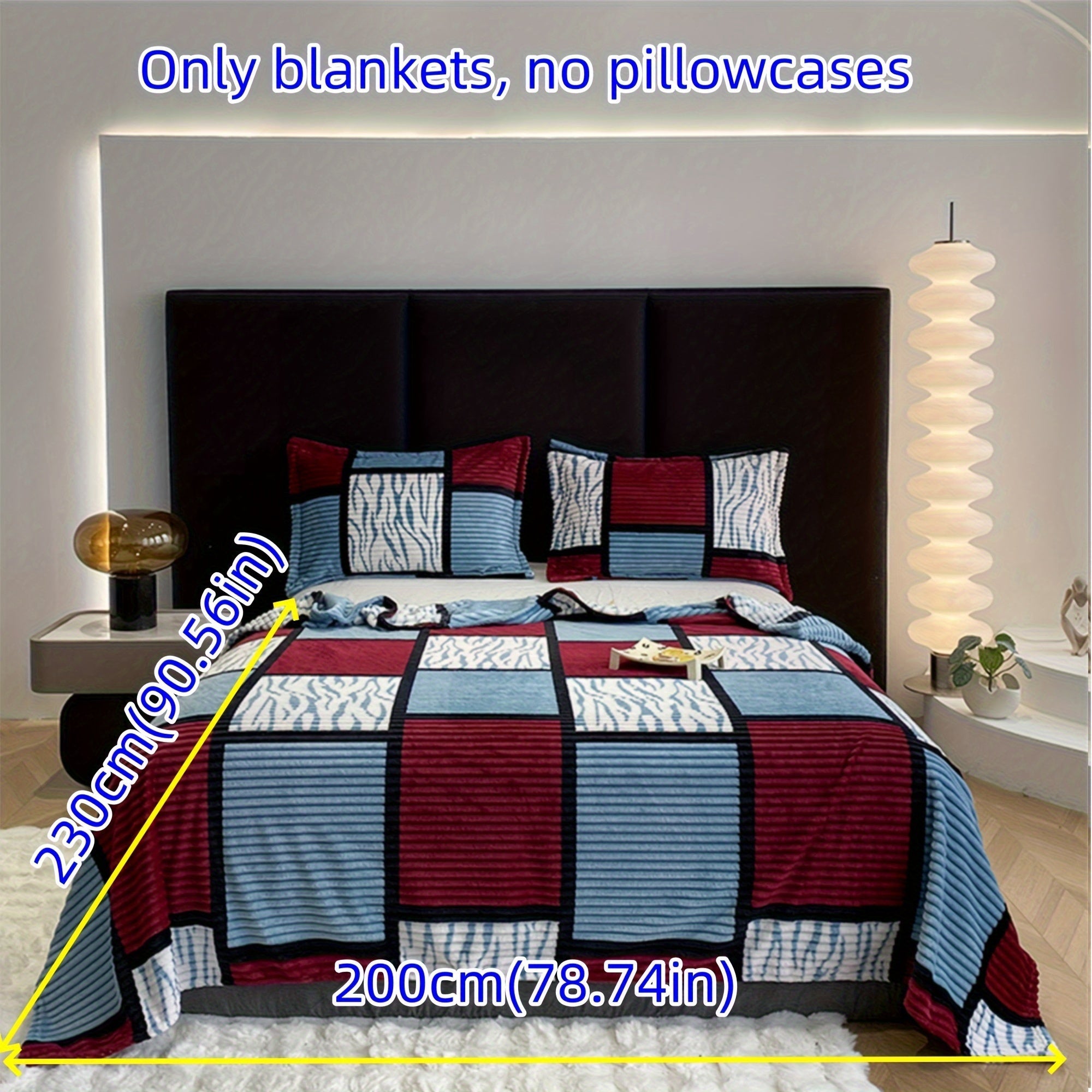 Striped Grid Blanket Lightweight Breathable All-Season Sofa Bed Travel 1 Piece