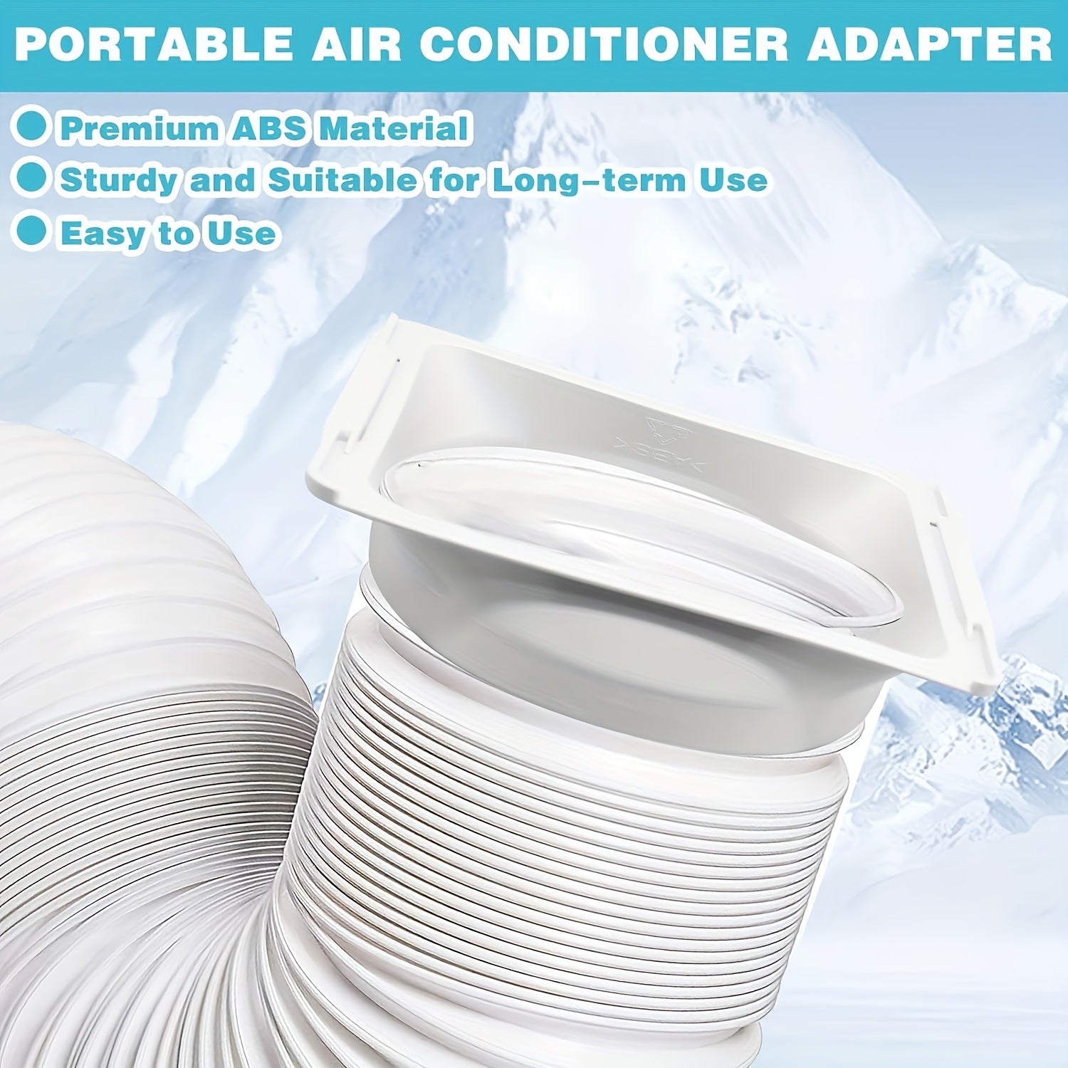 White Portable AC Exhaust Hose Coupler with Green Leaf Design Flexible Connector