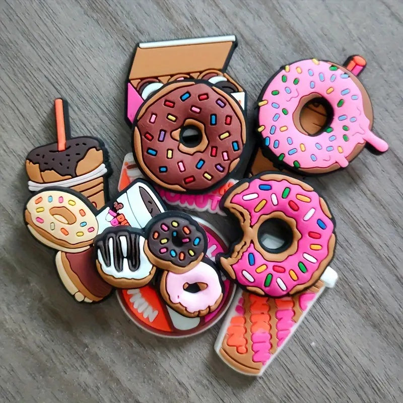 Kids Cartoon Donut Shoe Charms PVC Sandal Buckles Footwear Decorations