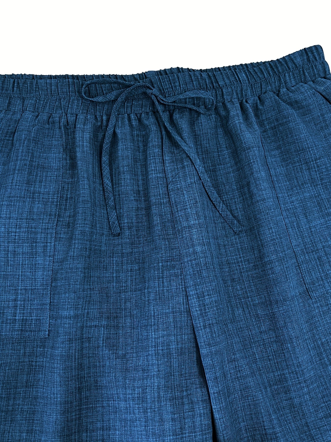 Women Navy Blue Harem Pants with Drawstring Waist Patch Pockets