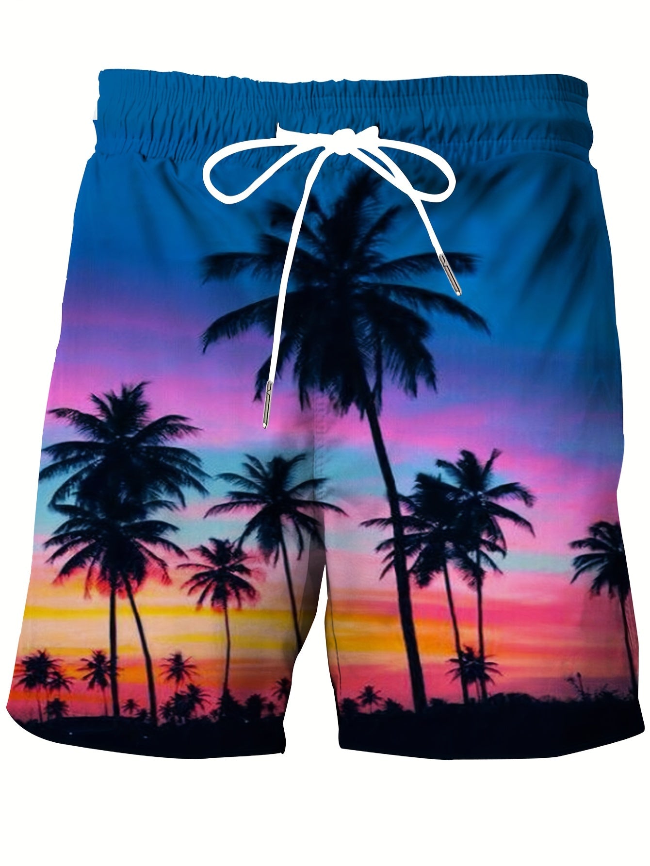 Yozgi ta'til uchun erkaklar uchun plussiz tropik kayfiyatli grafik taxta shortiklari