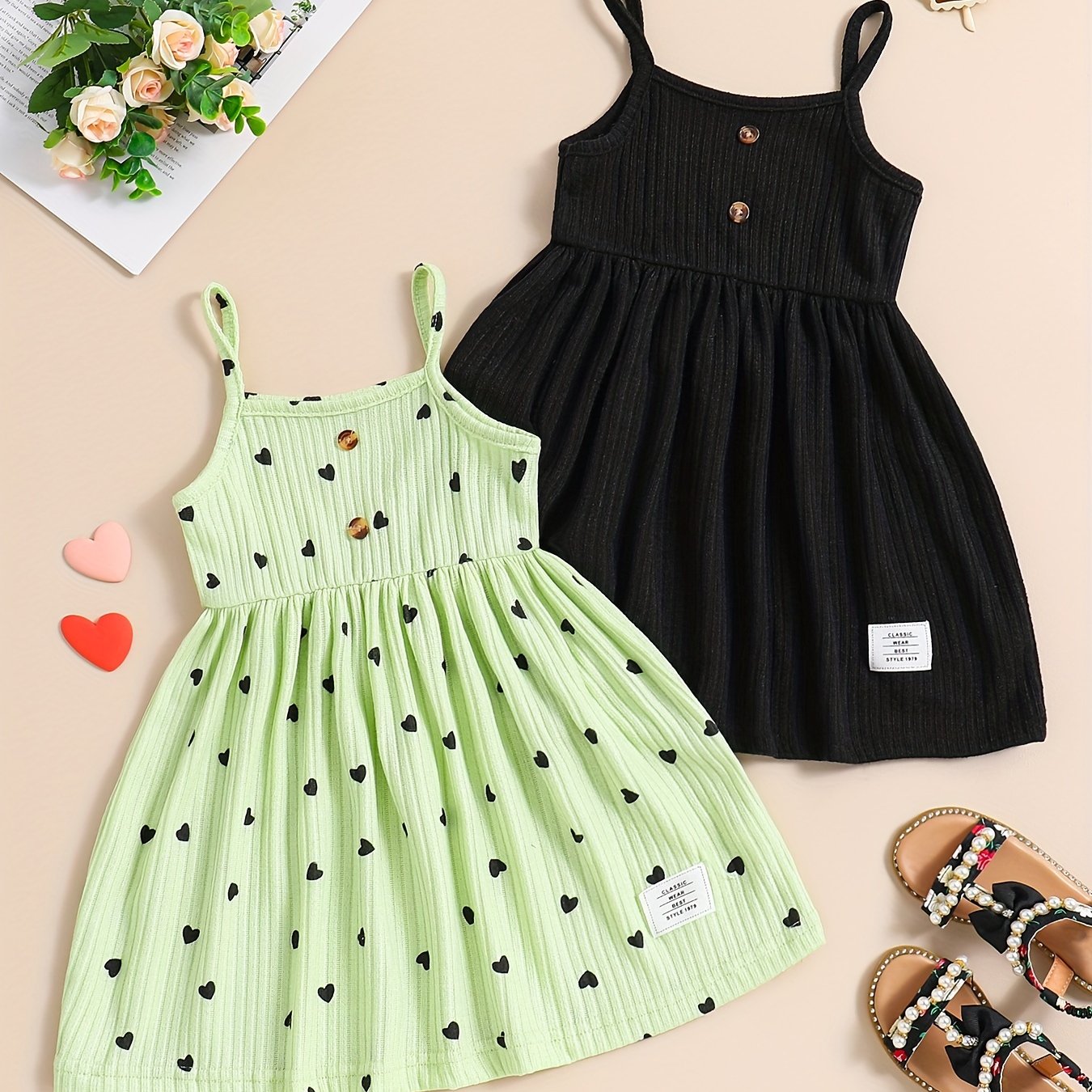 Girls Sleeveless Casual Dress Made of Stretchy Polyester Solid Color for Spring Fall