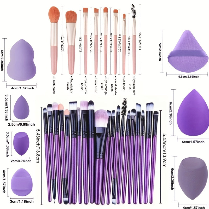 Women Makeup Brush Set 34 Pcs Soft Synthetic Hair Eye Shadow Foundation