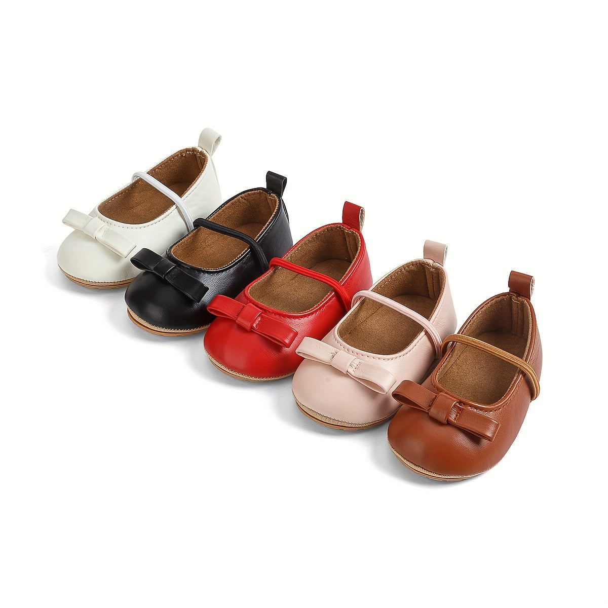 Girls Children's Ballet Flats in PU with Bow, Non-Slip Sole, Flexible, for Daily and Special Occasions