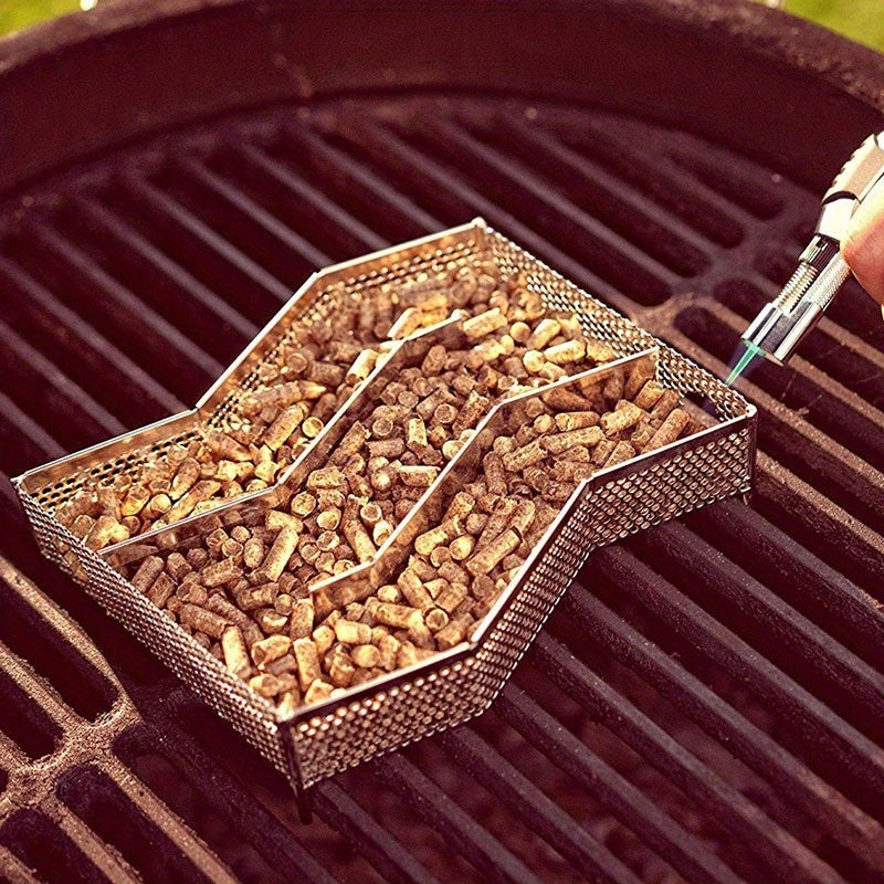 Stainless Steel Smoking Rack for Wood Pellet Grills Silver Non-Electric with Brush