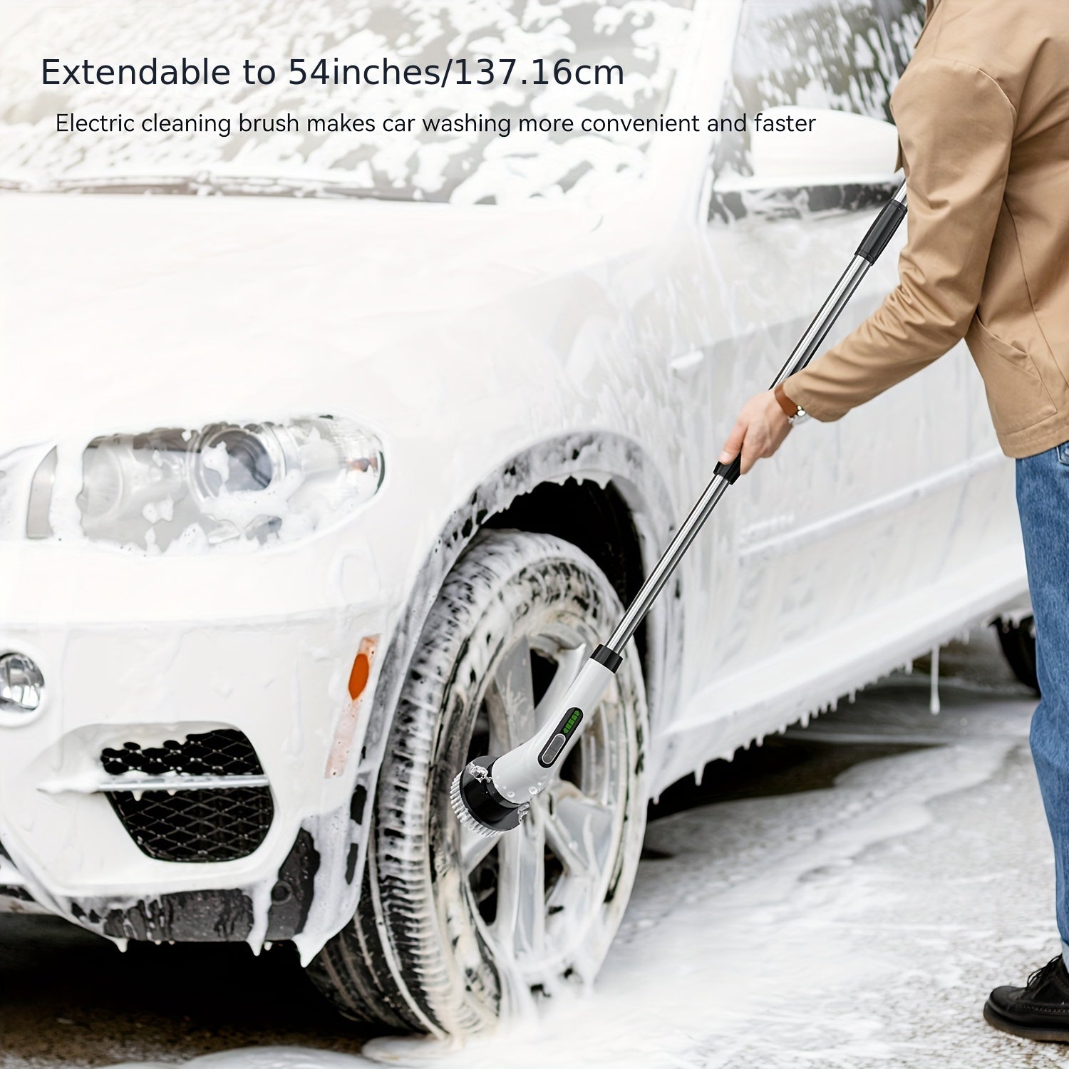 7-в-1 Беспроводной электрический набор щеток для чистки с поворотной головкой и 7 сменными насадками