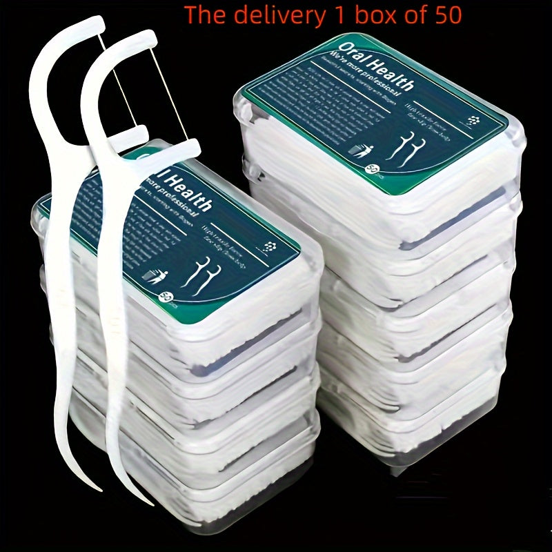 Disposable Dental Floss Picks 50pcs Ultrafine Thin Thread Oral Care Teet