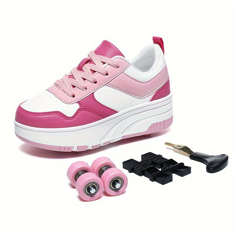 Children's Casual Sneakers with Detachable Roller Skates for Boys and Girls