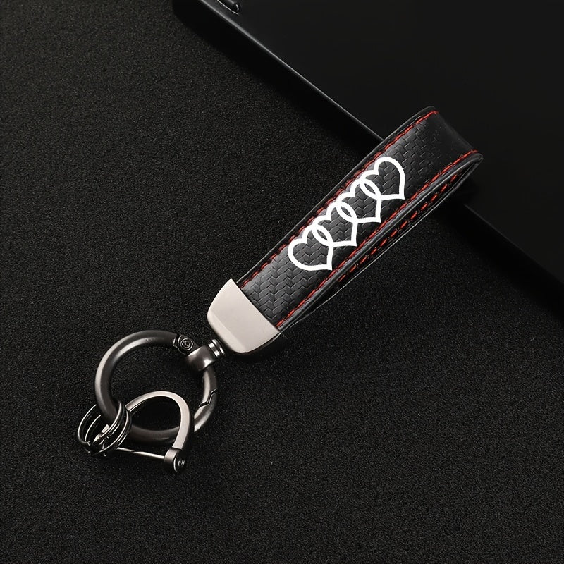 Unisex Faux Leather Car Keychain 360° Rotating Horseshoe Key Ring Accessories