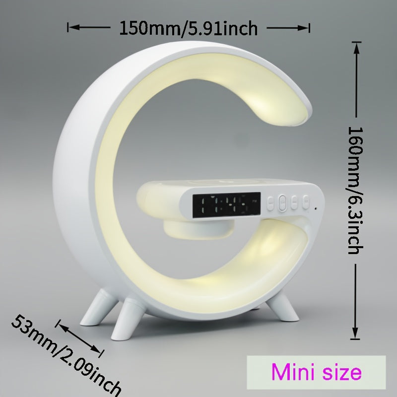 Wireless LED Table Lamp with Time Display Alarm and Wireless Charging for Home Office Black White