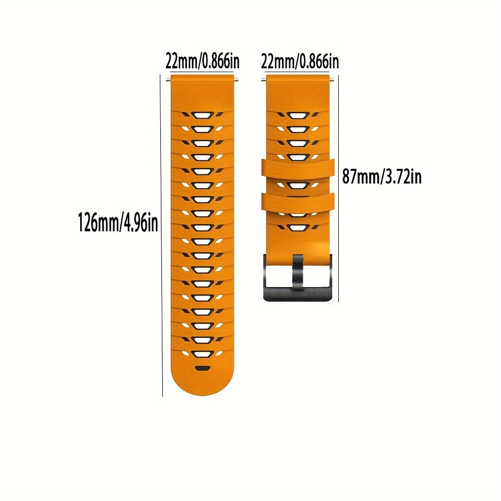 22mm Two-Tone Silicone Smart Watch Strap Breathable Adjustable Replacement for Sports Watches