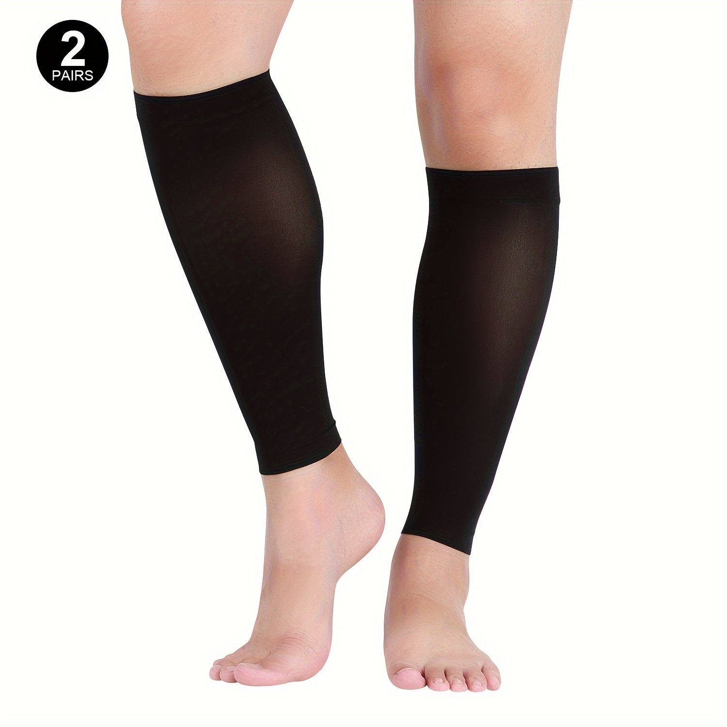 Unisex Nylon Spandex Leg Compression Sleeves 20-30mmHg Breathable Non-Slip