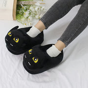 Ayollar uchun qulay qishki ichki poyabzal, yumshoq mato, uy ichidagi oyoq kiyimlari, qora mushuk dizayni